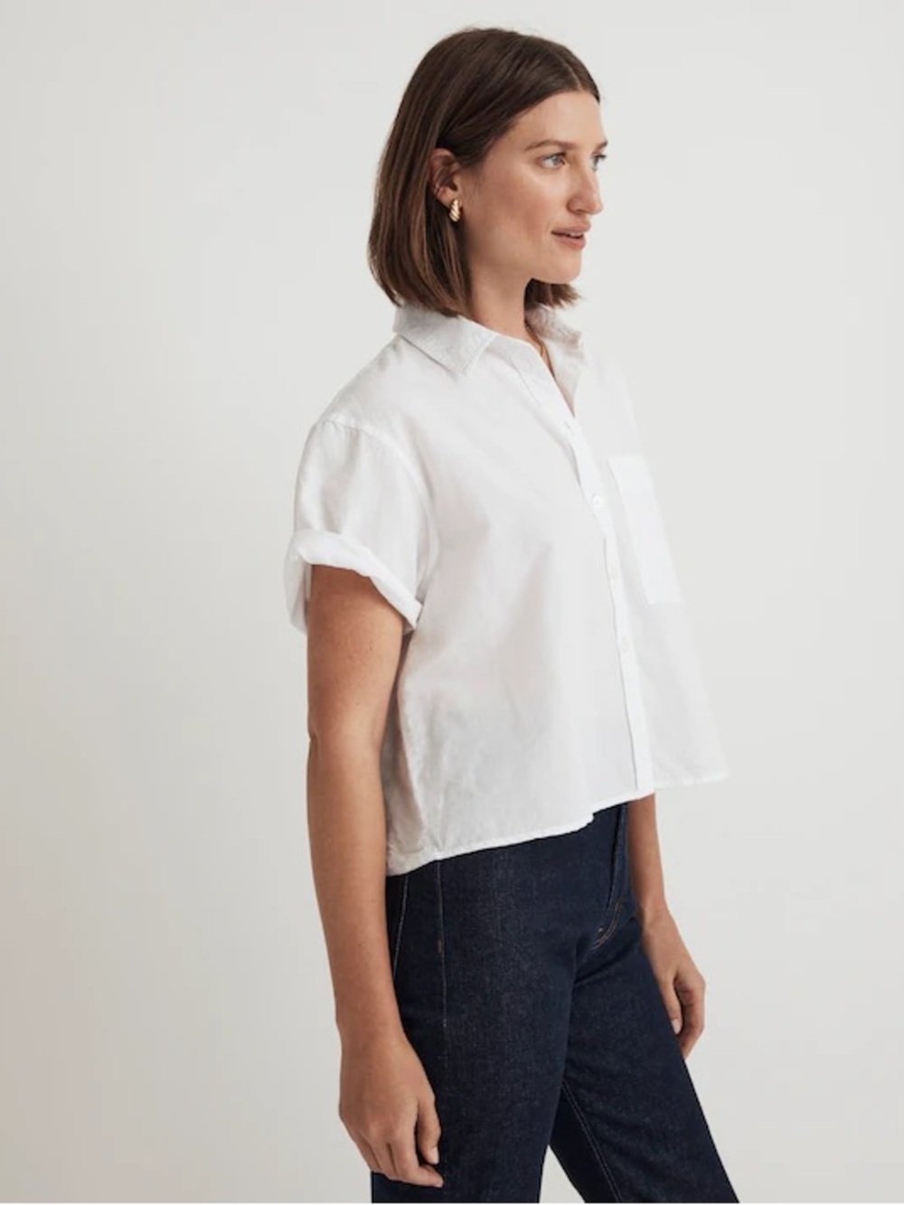 Madewell Women’s Cropped Utility Button -Up Shirt Large